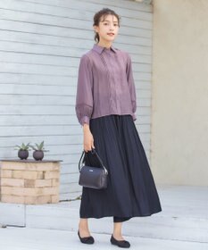 Tiaclasse 【洗える】ヴィンテージサテン消しプリーツパンツ