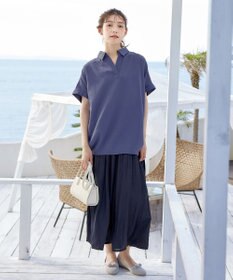 Tiaclasse 【洗える】ヴィンテージサテン消しプリーツパンツ