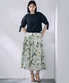 自由区 【カトリエムブーケ】Expression delicate ドットシアー・リボンスリーブトップス