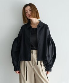 YECCA VECCA ボリュームギャザーデザインZIPブルゾン