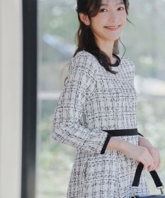 Tiaclasse 【安田美沙子さん着用・洗える】配色ツイードワンピース