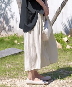 Tiaclasse 【洗える】ヴィンテージサテン消しプリーツパンツ