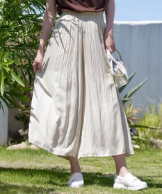 Tiaclasse 【洗える】ヴィンテージサテン消しプリーツパンツ