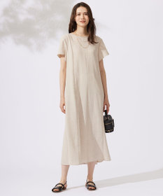 自由区 【カタログ掲載・接触冷感・UVカット・洗える】リネンミックスツィル ワンピース