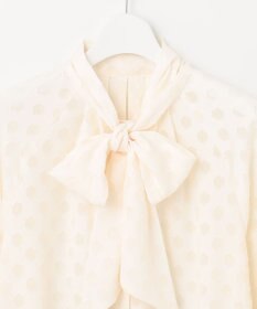 自由区 L 【洗える】カットジャカード ボウタイブラウス