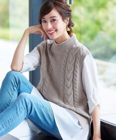 Tiaclasse 【洗える】ケーブル編みニットベスト