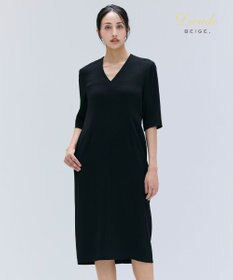 BEIGE， 【洗える】CINDY / Vネックハーフスリーブワンピース