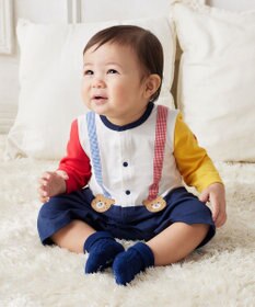 MIKI HOUSE HOT BISCUITS 【70-80cm】 サスペンダー 7分丈カバーオール