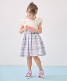 ANY KIDS チェック ドッキングワンピース