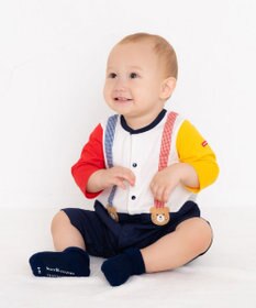 MIKI HOUSE HOT BISCUITS 【70-80cm】 サスペンダー 7分丈カバーオール