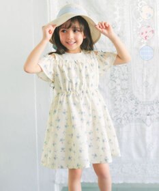 ANY KIDS オンオフショルダーワンピース エクリュ×花柄
