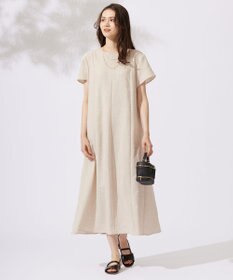 自由区 【カタログ掲載・接触冷感・UVカット・洗える】リネンミックスツィル ワンピース