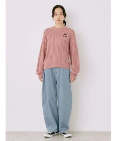 earth music&ecology 刺繍入りケーブルニットプルオーバー