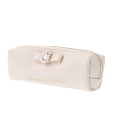 Maison de FLEUR パールビジュー合皮リボンロングポーチ