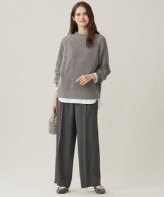 自由区 【洗える】コットンウールミドルゲージプルオーバー ニット