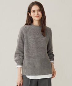 自由区 【洗える】コットンウールミドルゲージプルオーバー ニット