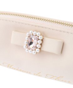 Maison de FLEUR パールビジュー合皮リボンロングポーチ