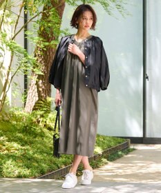 自由区 【WEB限定・洗える・XSサイズあり】ライトギャザーフレアスリーブ ワンピース