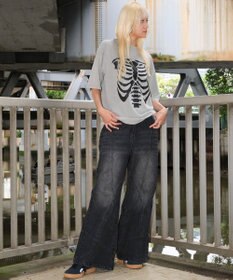 WEGO 【ユニセックス着用ITEM】スウィッチングフレアデニムパンツ