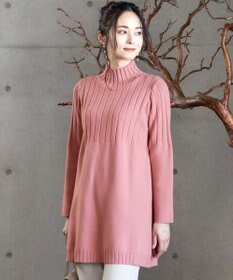 Tiaclasse L 【洗える】もっちり柔らかいハーフリブニットチュニック