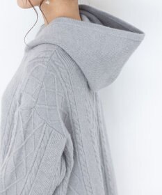 Tiaclasse 【洗える】アラン柄ニットパーカーチュニック