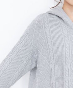 Tiaclasse 【洗える】アラン柄ニットパーカーチュニック