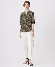 ICB 【新色追加・接触冷感・UVケア・速乾・洗える】BackSatinAmunzen  5分袖 キーネックブラウス