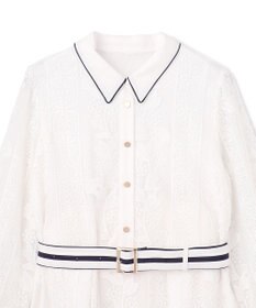 GRACE CONTINENTAL ストライプフラワー刺繍ワンピース