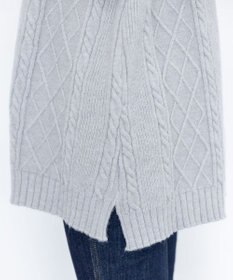 Tiaclasse 【洗える】アラン柄ニットパーカーチュニック