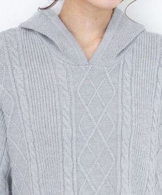 Tiaclasse 【洗える】アラン柄ニットパーカーチュニック