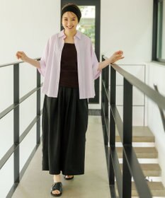 ANY L 【洗濯機可/ウエストゴム/UVケア】スパンボイル撥水スカートパンツ