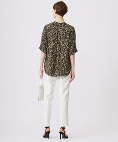 ICB 【新色追加・接触冷感・UVケア・速乾・洗える】BackSatinAmunzen  5分袖 キーネックブラウス