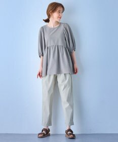 ANY 【WEB限定/洗濯機可】サッカーギャザーペプラムブラウス