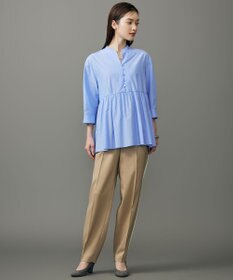 自由区 L シアーソフトシャンブレーペプラム ブラウス