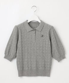 Feroux 胸元刺繍ケーブルポロ ニット