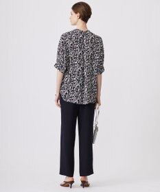 ICB 【新色追加・接触冷感・UVケア・速乾・洗える】BackSatinAmunzen  5分袖 キーネックブラウス