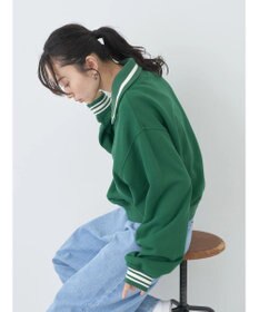 earth music&ecology ハーフＺＩＰサークルロゴ刺繍裏毛プルオーバー