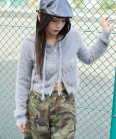 WEGO 【25秋冬新作】シャギーニットジップパーカー