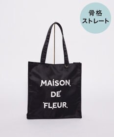 Maison de FLEUR サテンパールブランドロゴ刺繍トートバッグ
