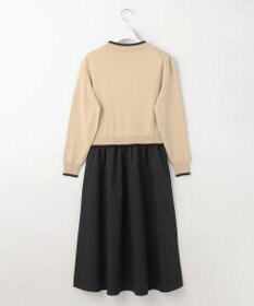 Feroux 【洗える】ニットドッキング ボウタイワンピース