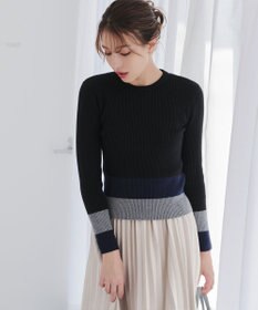 Tiaclasse 【洗える】マルチ配色ニットトップス
