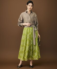 自由区 【カタログ掲載・羽織りとしても】シャイニーオーガンジーシアー シャツ