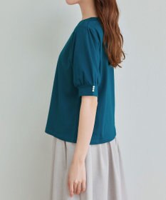 Tiaclasse L 【小倉優子さん着用・洗える・接触冷感・汗ジミ防止】“サマさまカットソー”パール付きパフスリーブトップス