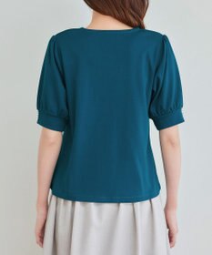 Tiaclasse L 【小倉優子さん着用・洗える・接触冷感・汗ジミ防止】“サマさまカットソー”パール付きパフスリーブトップス