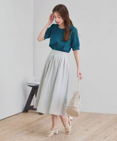 Tiaclasse L 【小倉優子さん着用・洗える・接触冷感・汗ジミ防止】“サマさまカットソー”パール付きパフスリーブトップス