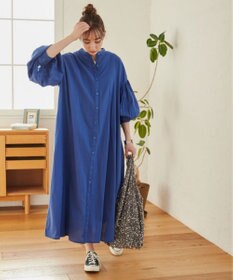 WEGO 【ANGIE VINTAGE】ボリュームスリーブ バンドカラー シャツワンピース