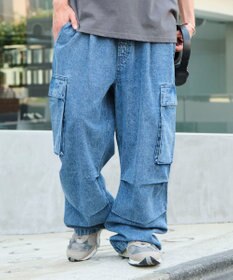 WEGO 【ユニセックス着用ITEM】デニムイージーカーゴパンツ