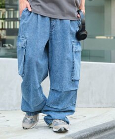 WEGO 【ユニセックス着用ITEM】デニムイージーカーゴパンツ