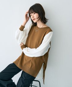 YECCA VECCA サイドプリーツ異素材MIXプルオーバー