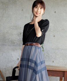 Tiaclasse L 【小倉優子さん着用・洗える・接触冷感・汗ジミ防止】“サマさまカットソー”パール付きパフスリーブトップス